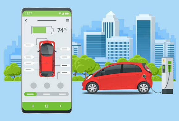 An app indicating the state of the electronic vehicle that is charging